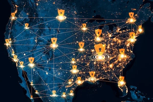 A detailed map of the US with different states highlighted, symbolizing the varying data privacy laws across the country.