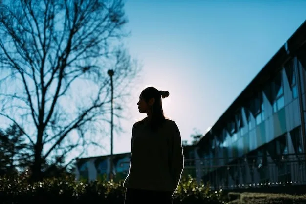 A determined student staring at a clear sky with a college campus silhouette in the background, holding a textbook that glows with digital light, symbolizing aspirations and future success after test preparation.