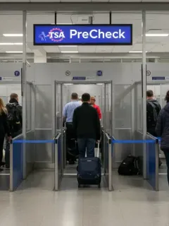 Travelers using TSA PreCheck lane efficiently at airport security in 2025