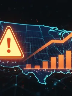 Illustration of increased cybersecurity threats in the US, with federal guidelines approaching.