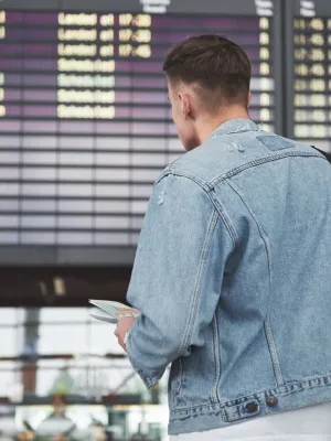 A man knowing his Air Passenger Rights.