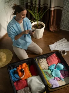 woman trying Carry-On Only Travel Strategies.