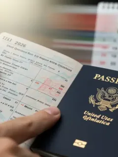 US Passport open to data page, highlighting 2026 expedited renewal process