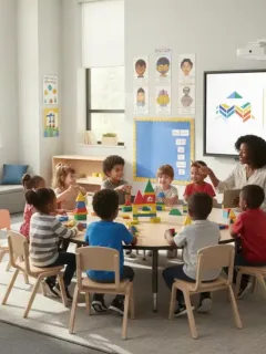 Children learning in a preschool classroom under new federal education guidelines.