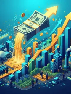 Illustration of $500 billion federal stimulus boosting US economy