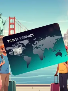 Travelers with credit card, U.S. landmarks, maximizing travel rewards 2026