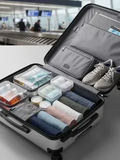 Efficiently packed carry-on suitcase with 3-1-1 compliant liquids, ready for TSA in 2026