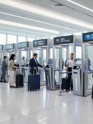 Travelers using advanced TSA PreCheck lanes, demonstrating efficient airport security in 2026