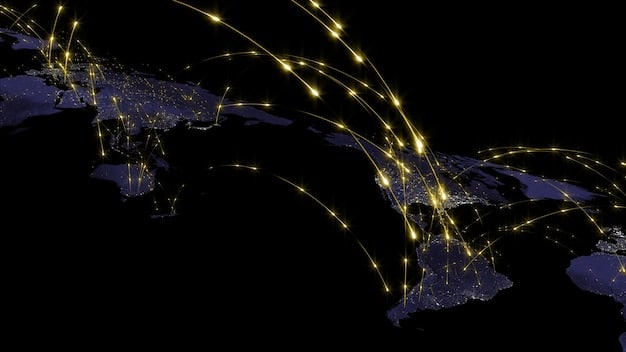 A detailed world map with flight paths overlaid, highlighting potential stopover cities, emphasizing global travel connections and strategic planning.