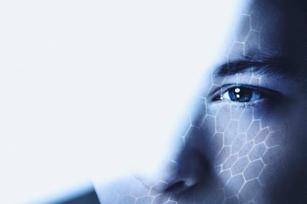A close-up of a human eye with digital data overlays, symbolizing biometric authentication for enhanced security and identity protection through advanced technology.
