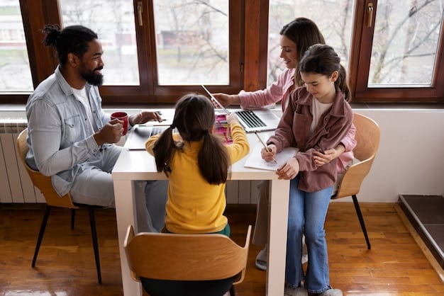 A diverse group of adults, including parents and educators, sitting around a table having a serious yet collaborative discussion, symbolizing an IEP meeting.