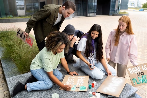 A group of high school students working collaboratively on a project, demonstrating teamwork and problem-solving skills, with a positive, supportive atmosphere.