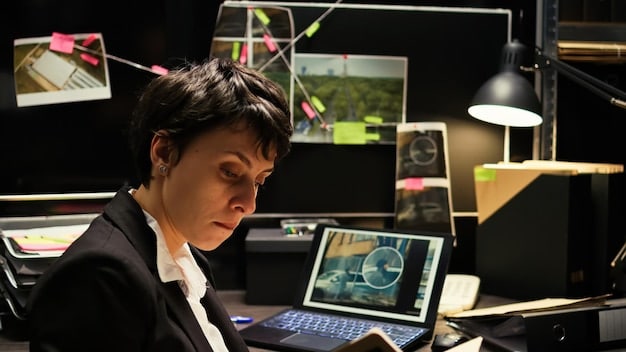 A young person intensely focused on a laptop screen, surrounded by complex diagrams and code, illustrating concentration and technical work.