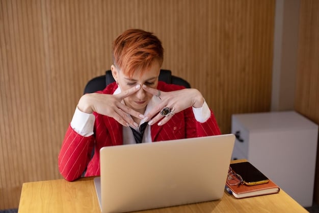 A student looking at a laptop screen filled with financial aid forms and scholarship search results, with a determined yet hopeful expression. The background is a clean, modern study space.