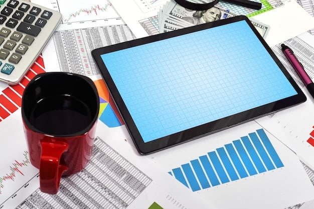 A detailed financial graph showing upward trends, with a calculator and loan documents in the foreground, indicating financial planning.