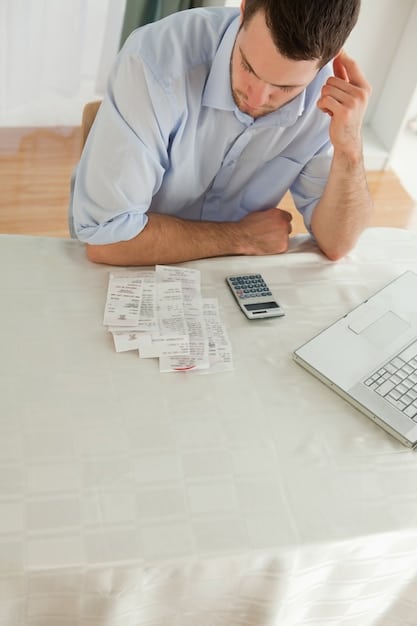 A close-up of a calculator with numbers representing rising costs, and a person looking stressed while holding an insurance bill. Background shows blurred US currency.
