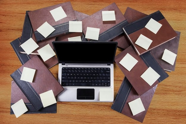 A neatly organized desk with a laptop open to a government website form, surrounded by stacks of well-labeled documents and folders, emphasizing meticulous preparation.