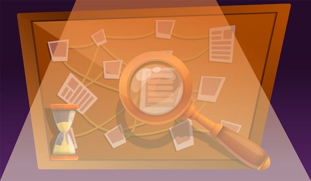 A magnifying glass hovering over a small print section of a document, surrounded by gears and legal symbols, illustrating the concept of detailed legal scrutiny and regulatory oversight.