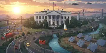 White House and infrastructure projects, symbolizing new spending bill impact