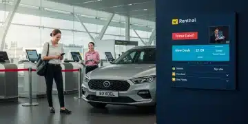 Modern car rental experience 2026, comparing deals on smartphone