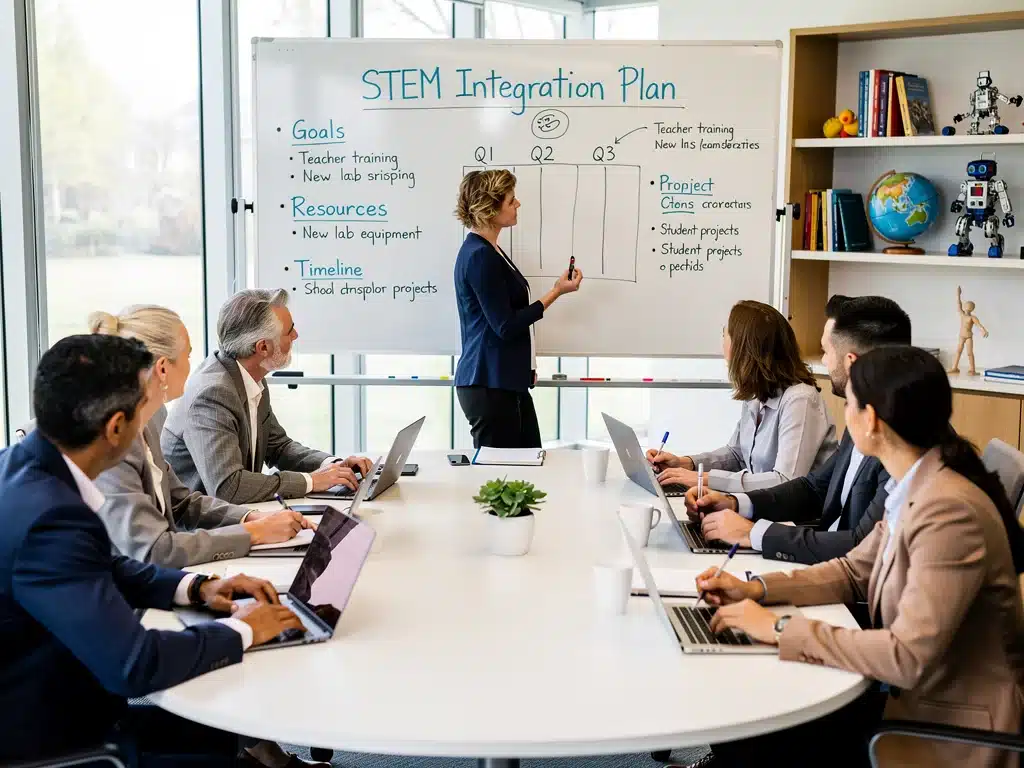 Educators planning K-12 STEM program implementation and curriculum integration