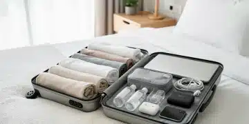 Smart Packing for a 7-Day Trip: Reduce Luggage Weight by 20% with These 2026 Hacks Efficiently packed suitcase with rolled clothes for a 7-day trip