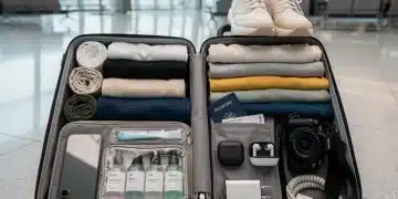 Efficiently packed suitcase for a 7-day trip, showcasing smart organization and lightweight essentials for 2026 travel.