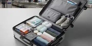 Efficiently packed carry-on suitcase with 3-1-1 compliant liquids, ready for TSA in 2026