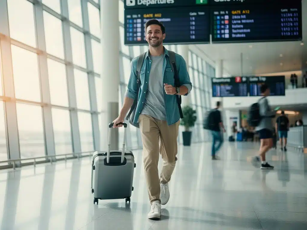 Traveler with single carry-on bag, showcasing light travel benefits for a 7-day trip in 2026.
